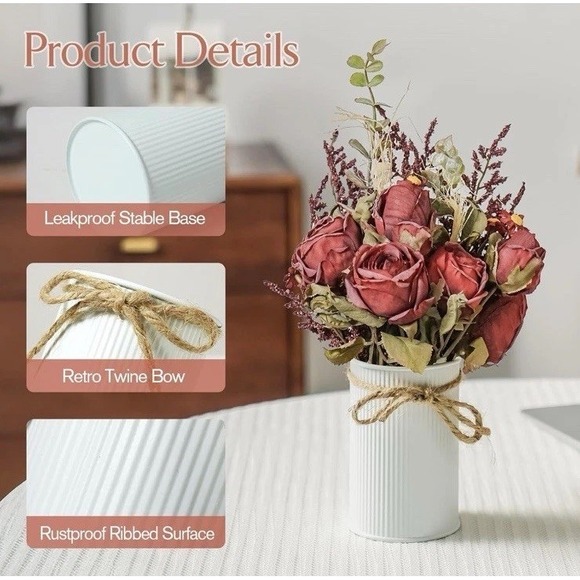 8 Farmhouse Vase Galvanized Metal 4.33 in Decor Vintage Flower Vase WEDDING NEW! - Picture 7 of 12